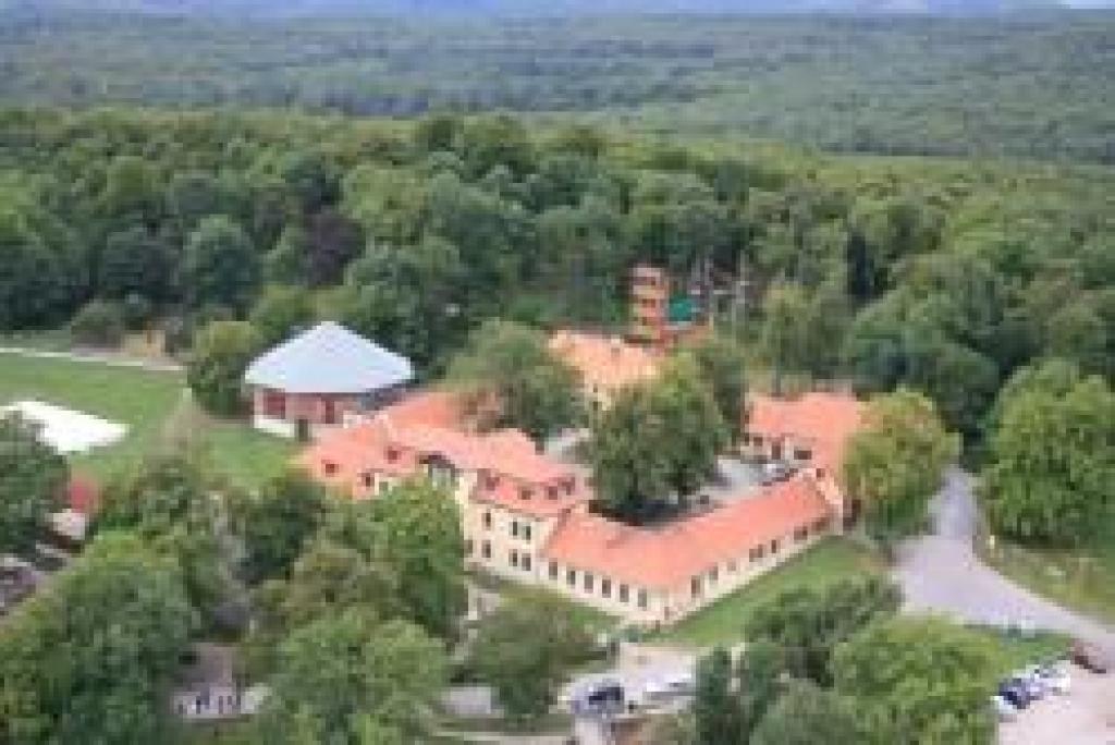 Blick auf Jagdschloss und Hochseilgarten . 