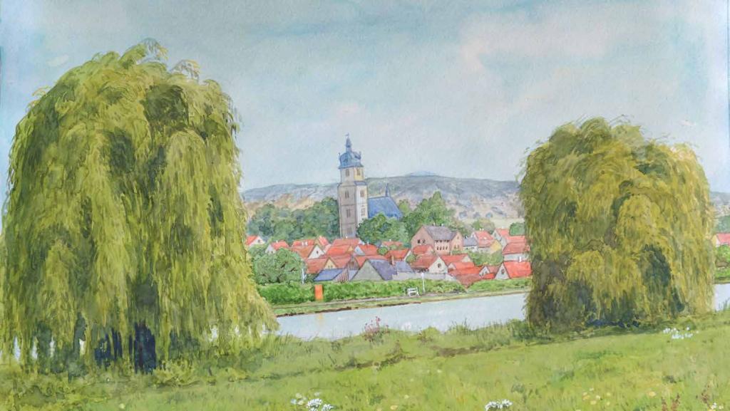 Blick auf Bendeleben, Gemälde von Friedrich Meyer